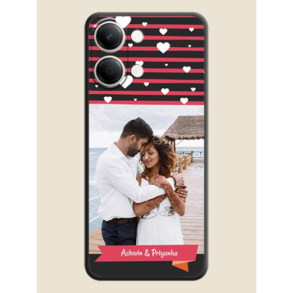 White Color Love Symbols with Pink Lines Pattern On Space Black Custom Soft Matte Mobile Back Cover - iQOO Z11 Lite 5G White Color Love Symbols with Pink Lines Pattern On Space Black Custom Soft Matte Mobile Back Cover - iQOO Z11 Lite 5G
