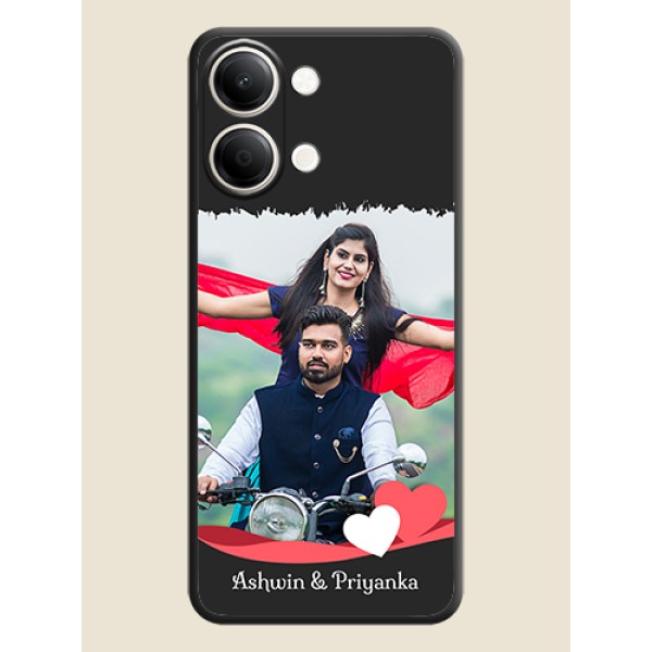 Pin Color Love Shaped Ribbon Design with Text On Space Black Custom Soft Matte Mobile Back Cover - iQOO Z11 Lite 5G Pin Color Love Shaped Ribbon Design with Text On Space Black Custom Soft Matte Mobile Back Cover - iQOO Z11 Lite 5G