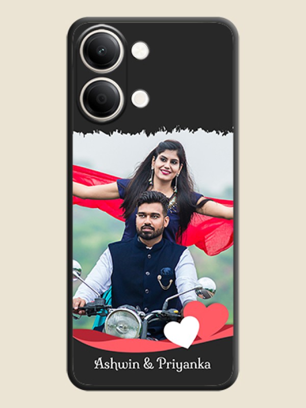 Pin Color Love Shaped Ribbon Design with Text On Space Black Custom Soft Matte Mobile Back Cover - iQOO Z11 Lite 5G