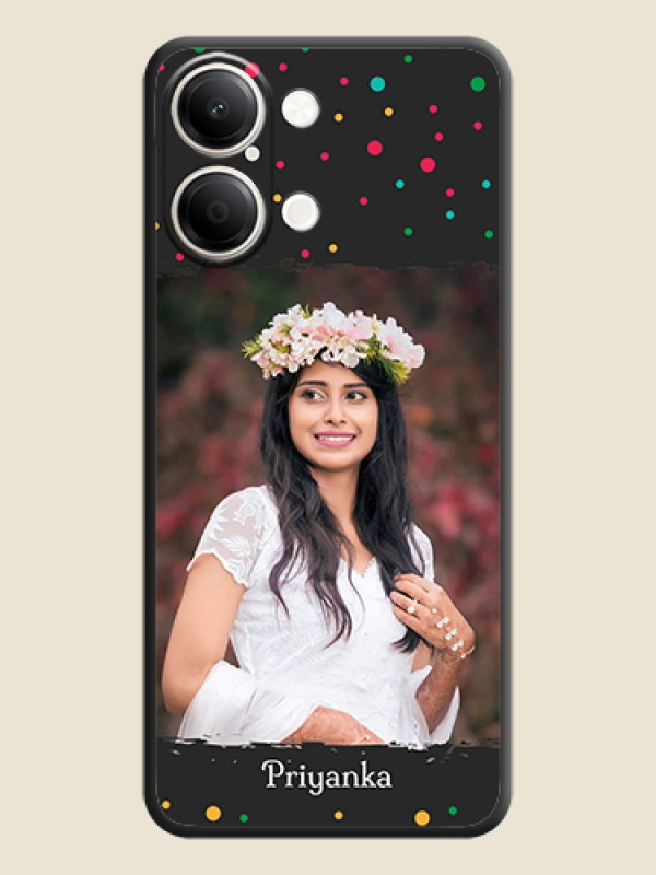 Multicolor Dotted Pattern with Text On Space Black Custom Soft Matte Mobile Back Cover - iQOO Z11 Lite 5G