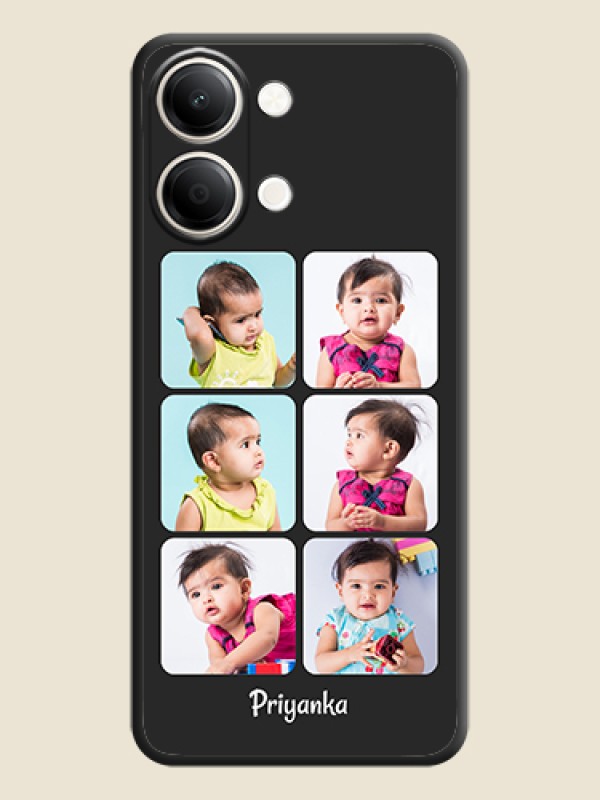 Floral Art with 6 Image Holder on Photo On Space Black Custom Soft Matte Mobile Back Cover - iQOO Z11 Lite 5G