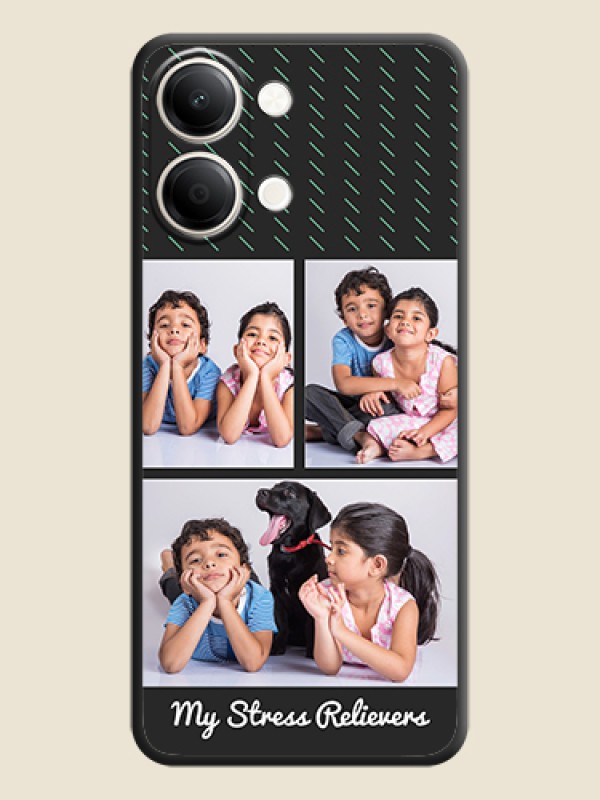 Cross Dotted Pattern with 2 Image Holder On Space Black Custom Soft Matte Mobile Back Cover - iQOO Z11 Lite 5G