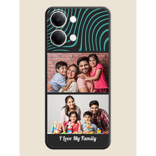 Wave Pattern with 2 Image Holder On Space Black Custom Soft Matte Mobile Back Cover - iQOO Z11 Lite 5G Wave Pattern with 2 Image Holder On Space Black Custom Soft Matte Mobile Back Cover - iQOO Z11 Lite 5G