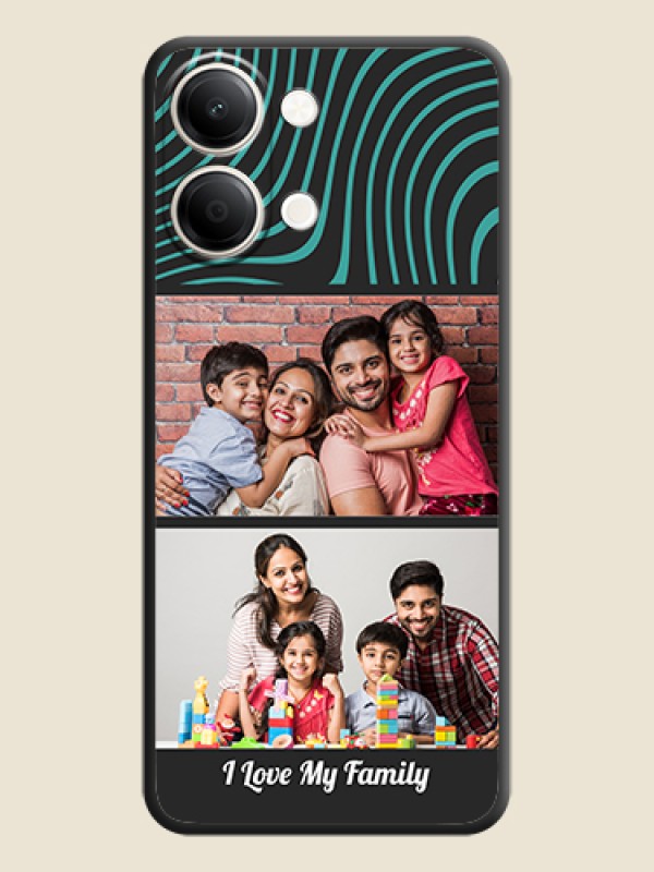 Wave Pattern with 2 Image Holder On Space Black Custom Soft Matte Mobile Back Cover - iQOO Z11 Lite 5G