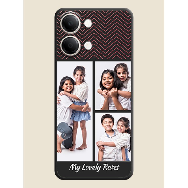 Wave Pattern with 3 Image Holder On Space Black Custom Soft Matte Mobile Back Cover - iQOO Z11 Lite 5G Wave Pattern with 3 Image Holder On Space Black Custom Soft Matte Mobile Back Cover - iQOO Z11 Lite 5G