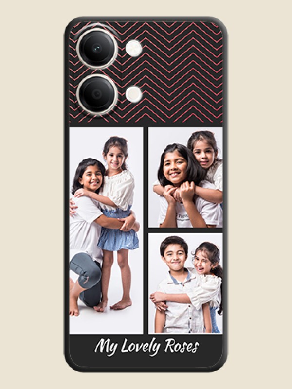 Wave Pattern with 3 Image Holder On Space Black Custom Soft Matte Mobile Back Cover - iQOO Z11 Lite 5G