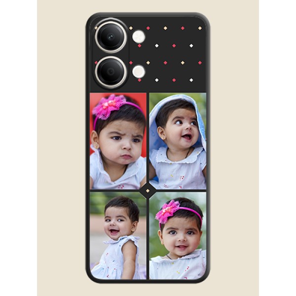 Multicolor Dotted Pattern with 4 Image Holder On Space Black Custom Soft Matte Mobile Back Cover - iQOO Z11 Lite 5G