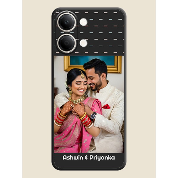 Line Pattern Design with Text On Space Black Custom Soft Matte Mobile Back Cover - iQOO Z11 Lite 5G