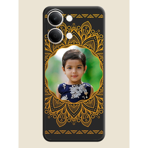 Round Image with Floral Design On Space Black Custom Soft Matte Mobile Back Cover - iQOO Z11 Lite 5G Round Image with Floral Design On Space Black Custom Soft Matte Mobile Back Cover - iQOO Z11 Lite 5G