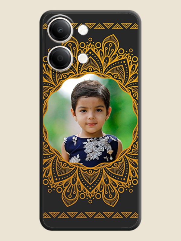 Round Image with Floral Design On Space Black Custom Soft Matte Mobile Back Cover - iQOO Z11 Lite 5G
