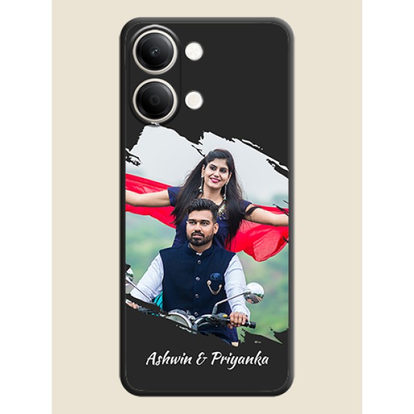 Grunge Brush Strokes on Photo On Space Black Custom Soft Matte Mobile Back Cover - iQOO Z11 Lite 5G Grunge Brush Strokes on Photo On Space Black Custom Soft Matte Mobile Back Cover - iQOO Z11 Lite 5G