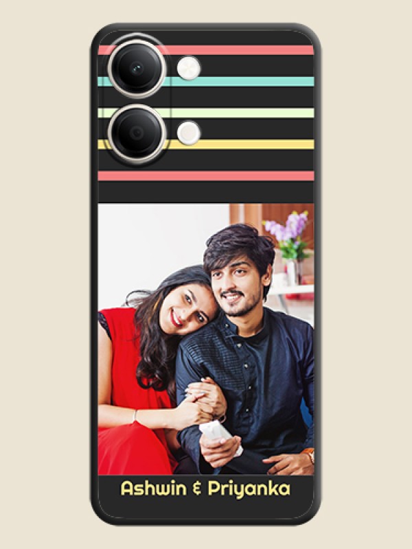 Color Stripes with Photo and Text on Photo On Space Black Custom Soft Matte Mobile Back Cover - iQOO Z11 Lite 5G