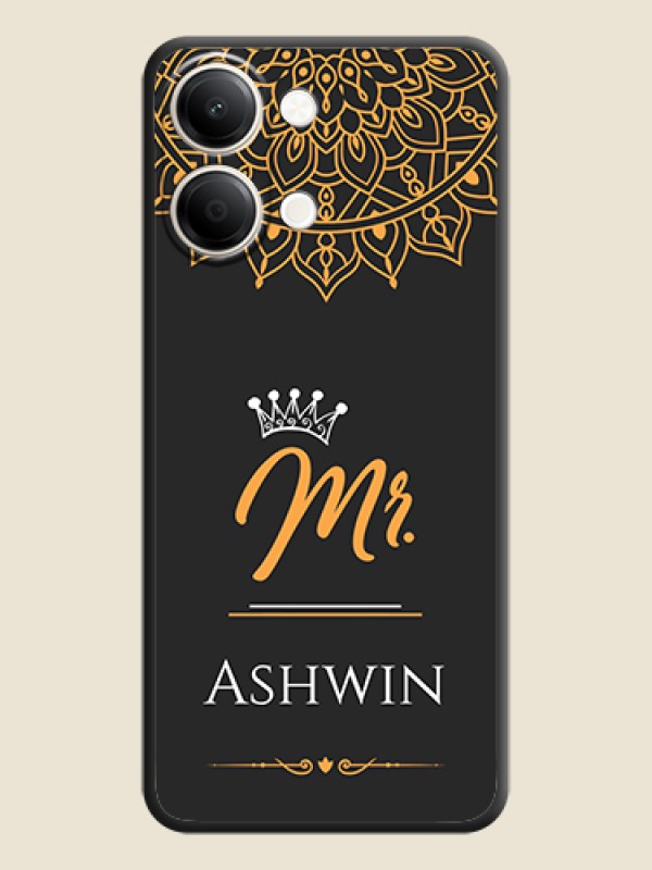 Mr Name with Floral Design On Space Black Custom Soft Matte Mobile Back Cover - iQOO Z11 Lite 5G