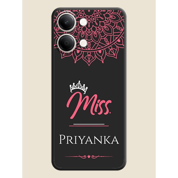 Mrs Name with Floral Design On Space Black Custom Soft Matte Mobile Back Cover - iQOO Z11 Lite 5G