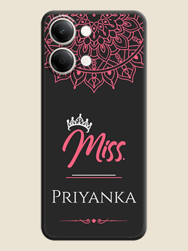 Mrs Name with Floral Design On Space Black Custom Soft Matte Mobile Back Cover - iQOO Z11 Lite 5G