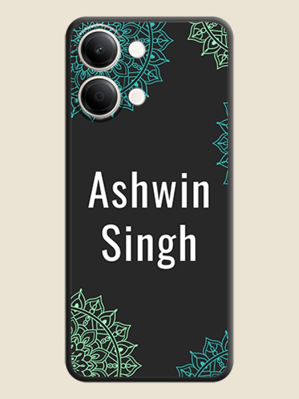 Your Name with Floral Design On Space Black Custom Soft Matte Mobile Back Cover - iQOO Z11 Lite 5G
