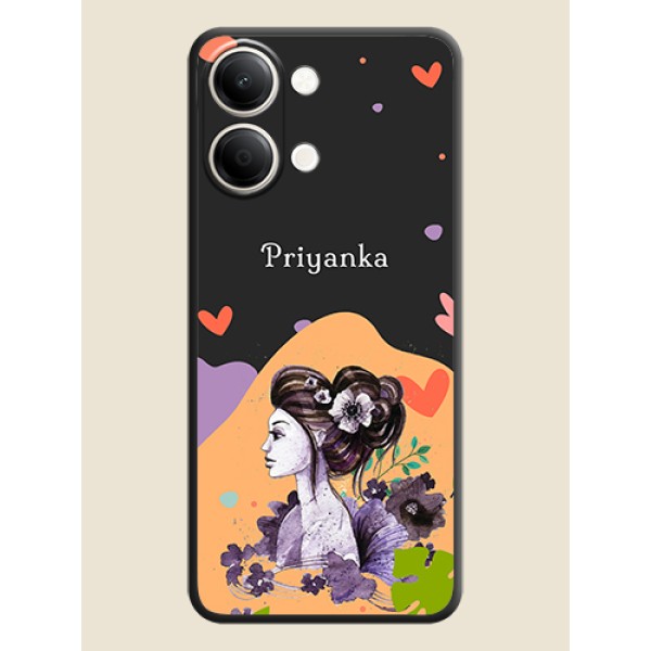 Namecase For Her With Fancy Lady Image On Space Black Custom Soft Matte Mobile Back Cover - iQOO Z11 Lite 5G Namecase For Her With Fancy Lady Image On Space Black Custom Soft Matte Mobile Back Cover - iQOO Z11 Lite 5G