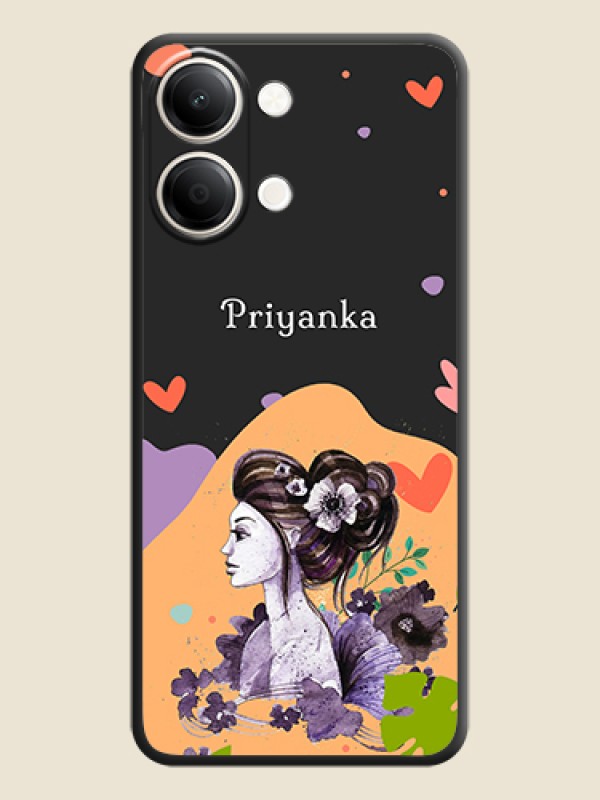 Namecase For Her With Fancy Lady Image On Space Black Custom Soft Matte Mobile Back Cover - iQOO Z11 Lite 5G