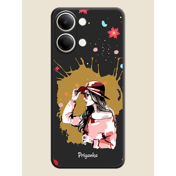 Mordern Lady With Color Splash Background With Custom Text On Space Black Custom Soft Matte Mobile Back Cover - iQOO Z11 Lite 5G