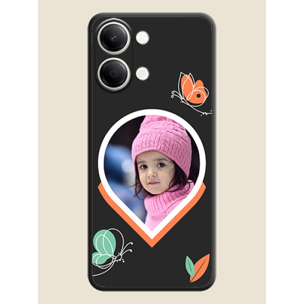 Upload Pic With Simple Butterly Design On Space Black Custom Soft Matte Mobile Back Cover - iQOO Z11 Lite 5G Upload Pic With Simple Butterly Design On Space Black Custom Soft Matte Mobile Back Cover - iQOO Z11 Lite 5G