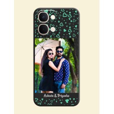 Sea Green Indefinite Love Pattern on Photo On Space Black Custom Soft Matte Mobile Back Cover - iQOO Z11X 5G