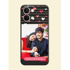 Love Pattern with Name on Pink Ribbon on Photo On Space Black Custom Soft Matte Mobile Back Cover - iQOO Z11X 5G