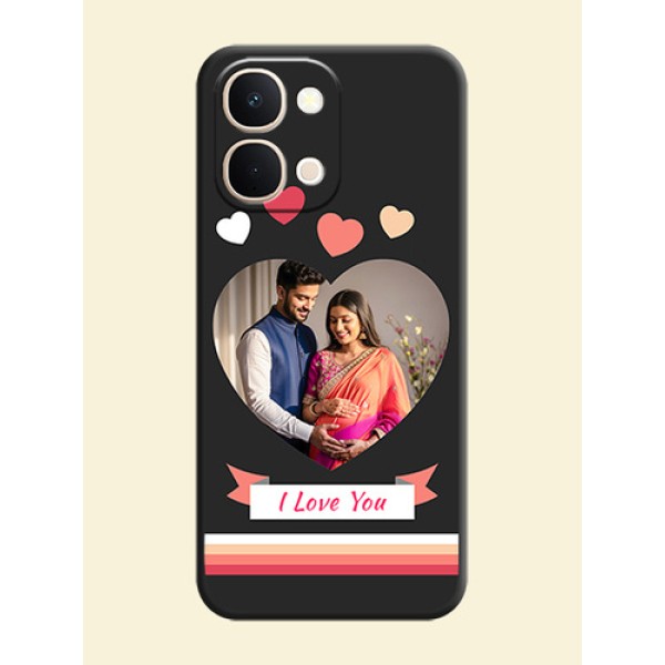 Love Shaped Photo with Colorful Stripes On Space Black Custom Soft Matte Mobile Back Cover - iQOO Z11X 5G Love Shaped Photo with Colorful Stripes On Space Black Custom Soft Matte Mobile Back Cover - iQOO Z11X 5G