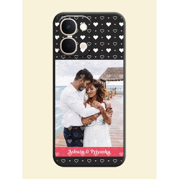 White Color Love Symbols with Text Design on Photo On Space Black Custom Soft Matte Mobile Back Cover - iQOO Z11X 5G