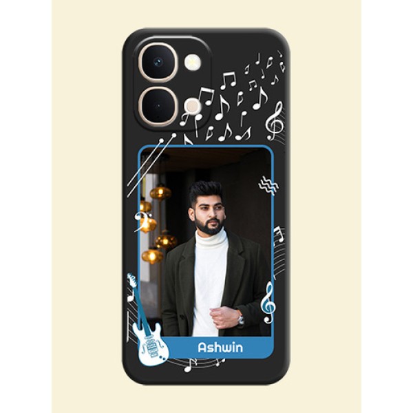 Musical Theme Design with Text on Photo On Space Black Custom Soft Matte Mobile Back Cover - iQOO Z11X 5G Musical Theme Design with Text on Photo On Space Black Custom Soft Matte Mobile Back Cover - iQOO Z11X 5G