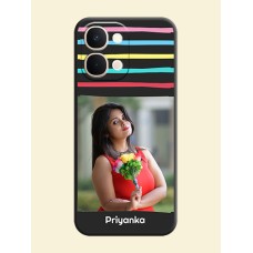 Multicolor Lines with Image On Space Black Custom Soft Matte Mobile Back Cover - iQOO Z11X 5G