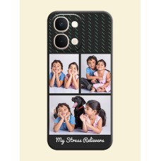 Cross Dotted Pattern with 2 Image Holder On Space Black Custom Soft Matte Mobile Back Cover - iQOO Z11X 5G
