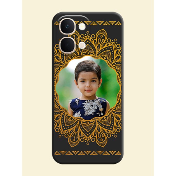 Round Image with Floral Design On Space Black Custom Soft Matte Mobile Back Cover - iQOO Z11X 5G Round Image with Floral Design On Space Black Custom Soft Matte Mobile Back Cover - iQOO Z11X 5G