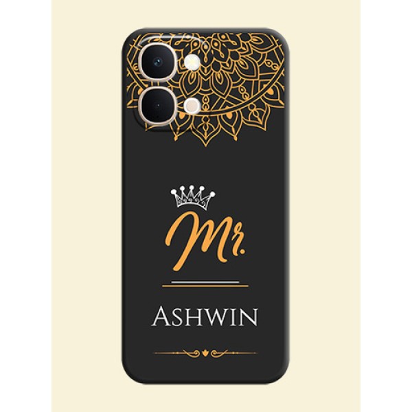 Mr Name with Floral Design On Space Black Custom Soft Matte Mobile Back Cover - iQOO Z11X 5G Mr Name with Floral Design On Space Black Custom Soft Matte Mobile Back Cover - iQOO Z11X 5G