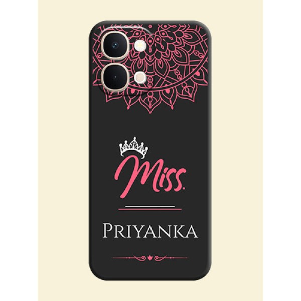 Mrs Name with Floral Design On Space Black Custom Soft Matte Mobile Back Cover - iQOO Z11X 5G Mrs Name with Floral Design On Space Black Custom Soft Matte Mobile Back Cover - iQOO Z11X 5G