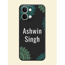 Your Name with Floral Design On Space Black Custom Soft Matte Mobile Back Cover - iQOO Z11X 5G