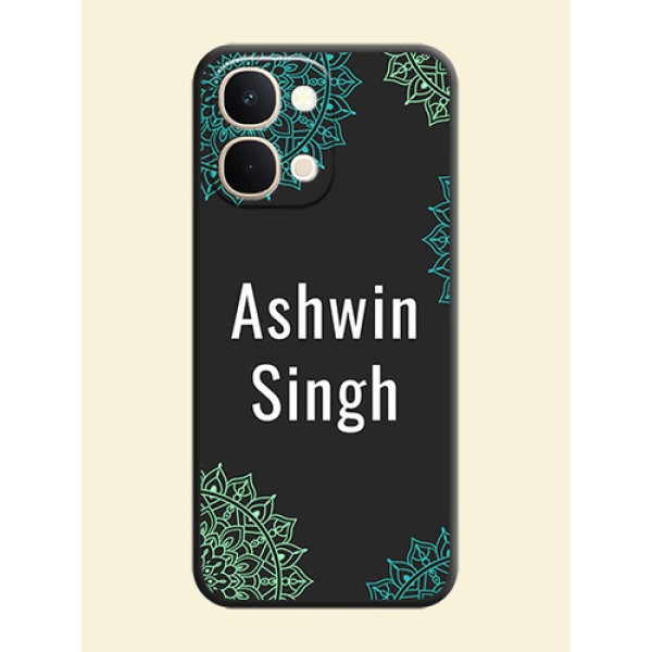 Your Name with Floral Design On Space Black Custom Soft Matte Mobile Back Cover - iQOO Z11X 5G Your Name with Floral Design On Space Black Custom Soft Matte Mobile Back Cover - iQOO Z11X 5G