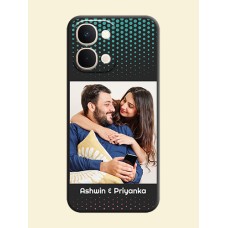 Faded Dots with Grunge Photo Frame and Text On Space Black Custom Soft Matte Mobile Back Cover - iQOO Z11X 5G