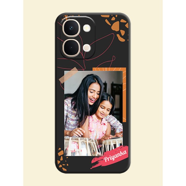 Orange Photo Frame On Space Black Custom Soft Matte Mobile Back Cover - iQOO Z11X 5G Orange Photo Frame On Space Black Custom Soft Matte Mobile Back Cover - iQOO Z11X 5G