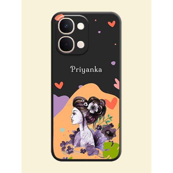 Namecase For Her With Fancy Lady Image On Space Black Custom Soft Matte Mobile Back Cover - iQOO Z11X 5G