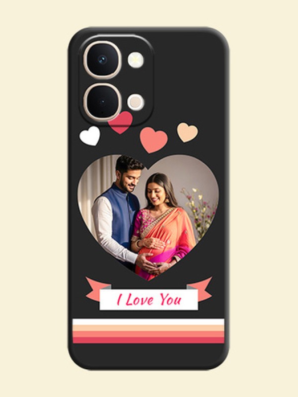 Love Shaped Photo with Colorful Stripes On Space Black Custom Soft Matte Mobile Back Cover - iQOO Z11xa 5G