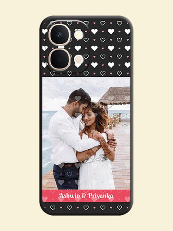 White Color Love Symbols with Text Design on Photo On Space Black Custom Soft Matte Mobile Back Cover - iQOO Z11xa 5G
