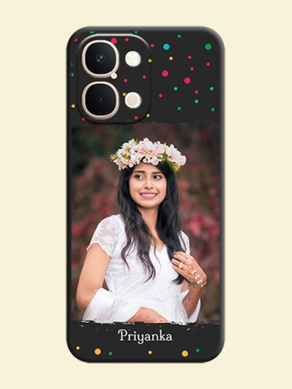 Multicolor Dotted Pattern with Text On Space Black Custom Soft Matte Mobile Back Cover - iQOO Z11xa 5G