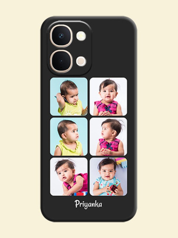 Floral Art with 6 Image Holder on Photo On Space Black Custom Soft Matte Mobile Back Cover - iQOO Z11xa 5G