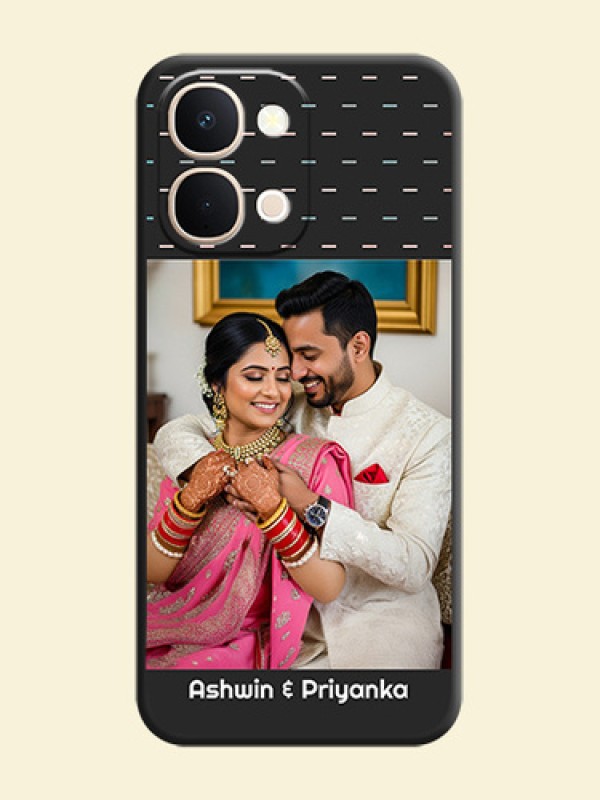 Line Pattern Design with Text On Space Black Custom Soft Matte Mobile Back Cover - iQOO Z11xa 5G