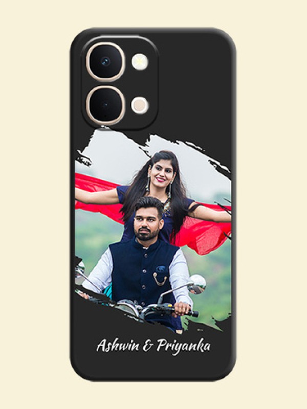 Grunge Brush Strokes on Photo On Space Black Custom Soft Matte Mobile Back Cover - iQOO Z11xa 5G