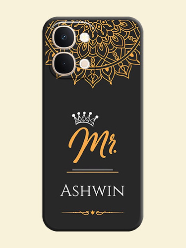 Mr Name with Floral Design On Space Black Custom Soft Matte Mobile Back Cover - iQOO Z11xa 5G