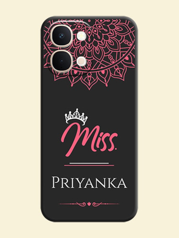 Mrs Name with Floral Design On Space Black Custom Soft Matte Mobile Back Cover - iQOO Z11xa 5G