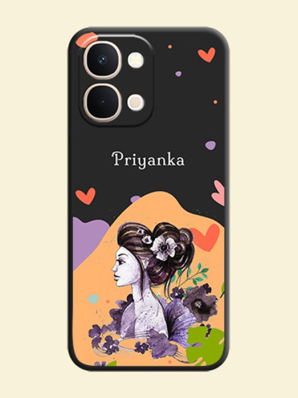 Namecase For Her With Fancy Lady Image On Space Black Custom Soft Matte Mobile Back Cover - iQOO Z11xa 5G
