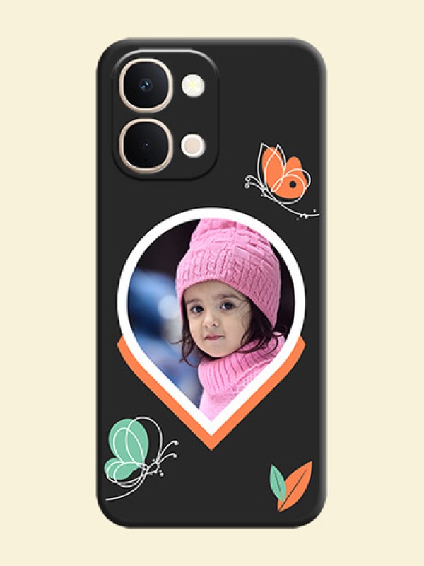 Upload Pic With Simple Butterly Design On Space Black Custom Soft Matte Mobile Back Cover - iQOO Z11xa 5G
