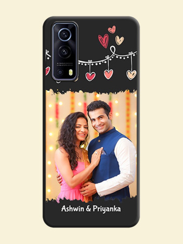 Pink Love Hangings with Name on Space Black Custom Soft Matte Phone Cases - iQOO Z3 5G